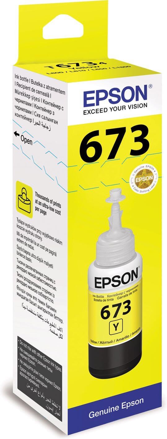 Чернила Epson C13T67344A (T6734 Yellow) оригинальные для Epson L800/ L810/ L850/ L1800, жёлтый, 70мл