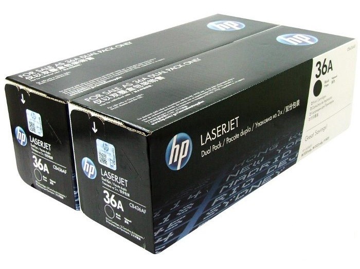 Картридж HP CB436AF (36A) оригинальный для принтера HP LJ P1503/ P1504/ P1505/ P1506/ M1120/ M1120a/ M1120w/ M1120n/ M1522n/ M1522nf black, двойная упаковка 2*2000 страниц