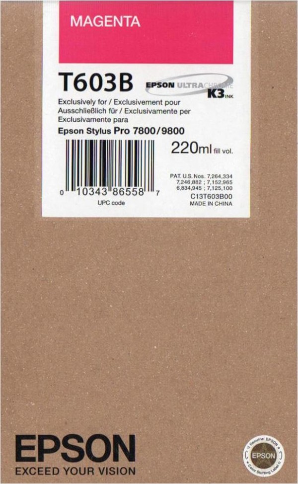 T603B/ C13T603B00 (magenta) Картридж Epson оригинальный для Stylus Pro 7800/ 7880/ 9800/ 9880, пурпурный, 220ml