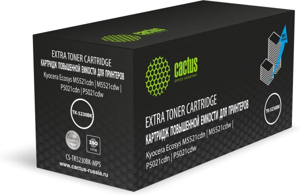 Картридж Cactus TK-5230K (CS-TK5230BK-MPS) Black для Kyocera ECOSYS M5521cdn/ M5521cdw/ P5021cdn/ P5021cdw, чёрный, увеличенный, 5200 стр.