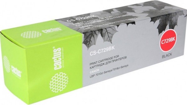 Картридж Cactus 729BK (CS-C729BK) для принтеров Canon i-SENSYS LBP-7010C/ LBP-7018C черный 1200 страниц