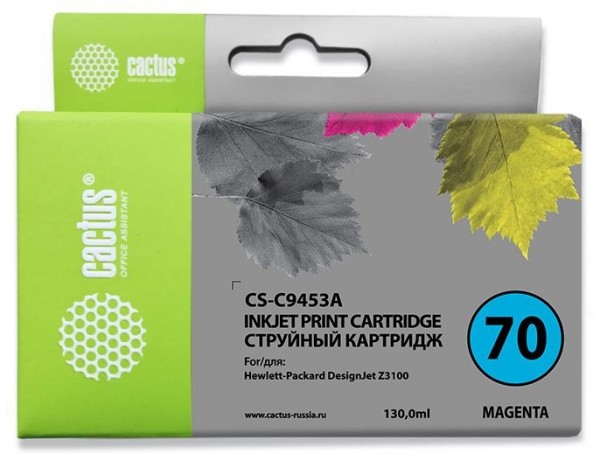 Картридж струйный Cactus CS-C9453A №70 пурпурный (130мл) для HP DJ Z3100