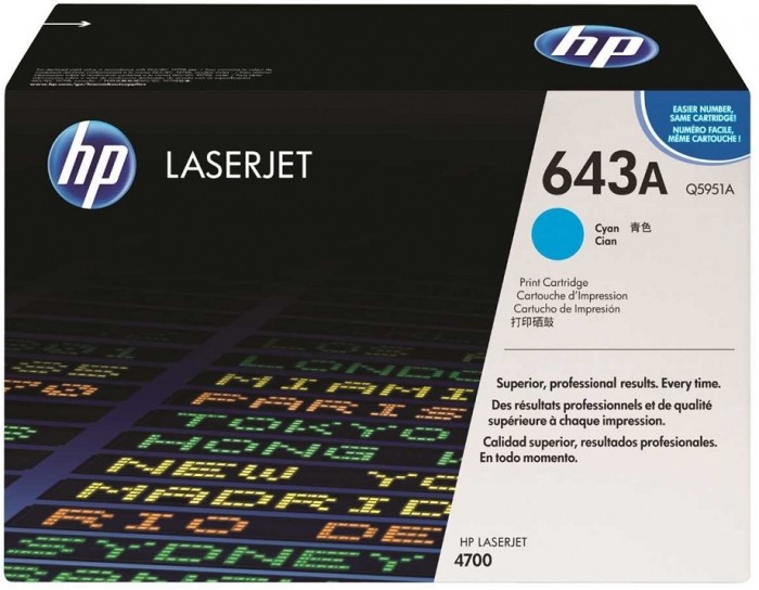 Картридж HP Q5951A (643A) оригинальный для принтера HP Color LaserJet 4700/ 4700n/ 4700dn/ 4700dtn/ 4730/ 4730x/ 4730xs/ 4730xm cyan, 10000 страниц