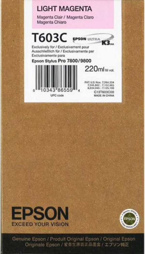 T603C/ C13T603C00 (light magenta) Картридж Epson оригинальный для Stylus Pro 7800/ 7880/ 9800/ 9880, светло-пурпурный, 220ml