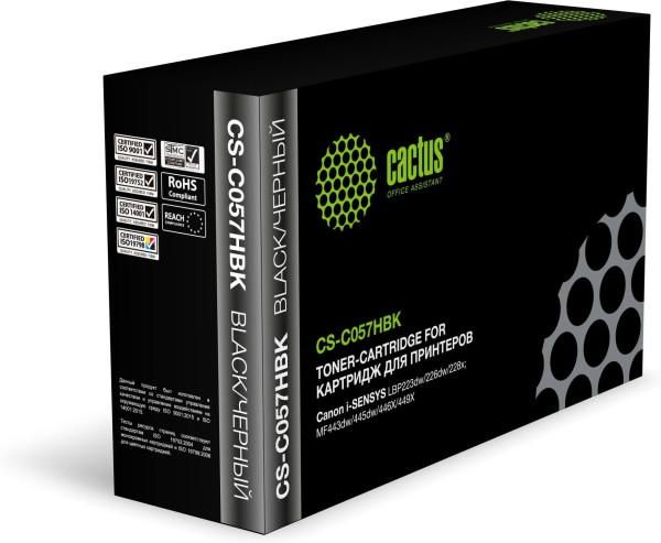 Картридж Cactus 057H (CS-C057HBK) для Canon i-SENSYS LBP228x/ LBP226dw/ LBP223dw/ MF449x/ MF446x/ MF445dw, чёрный, увеличенный, 10000 стр.