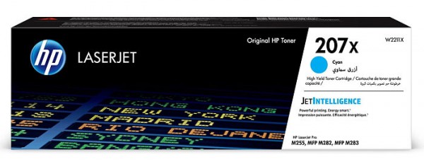 Картридж HP W2211X (207X) оригинальный для принтера HP Color Laser Jet M255/ MFP M282/ M283, cyan, 2450 страниц