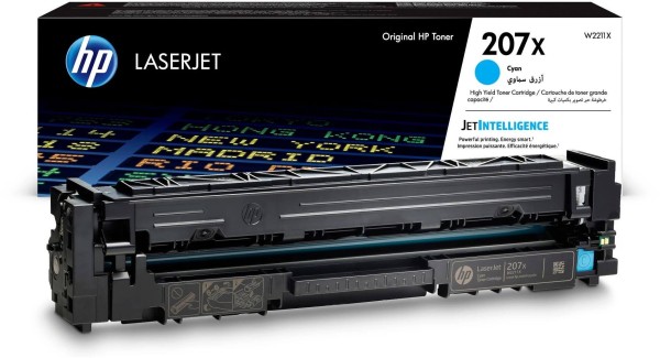 Картридж HP W2211X (207X) Cyan оригинальный для HP Color LaserJet Pro M255/ MFP M282/ M283, голубой, увеличенный, 2450 страниц