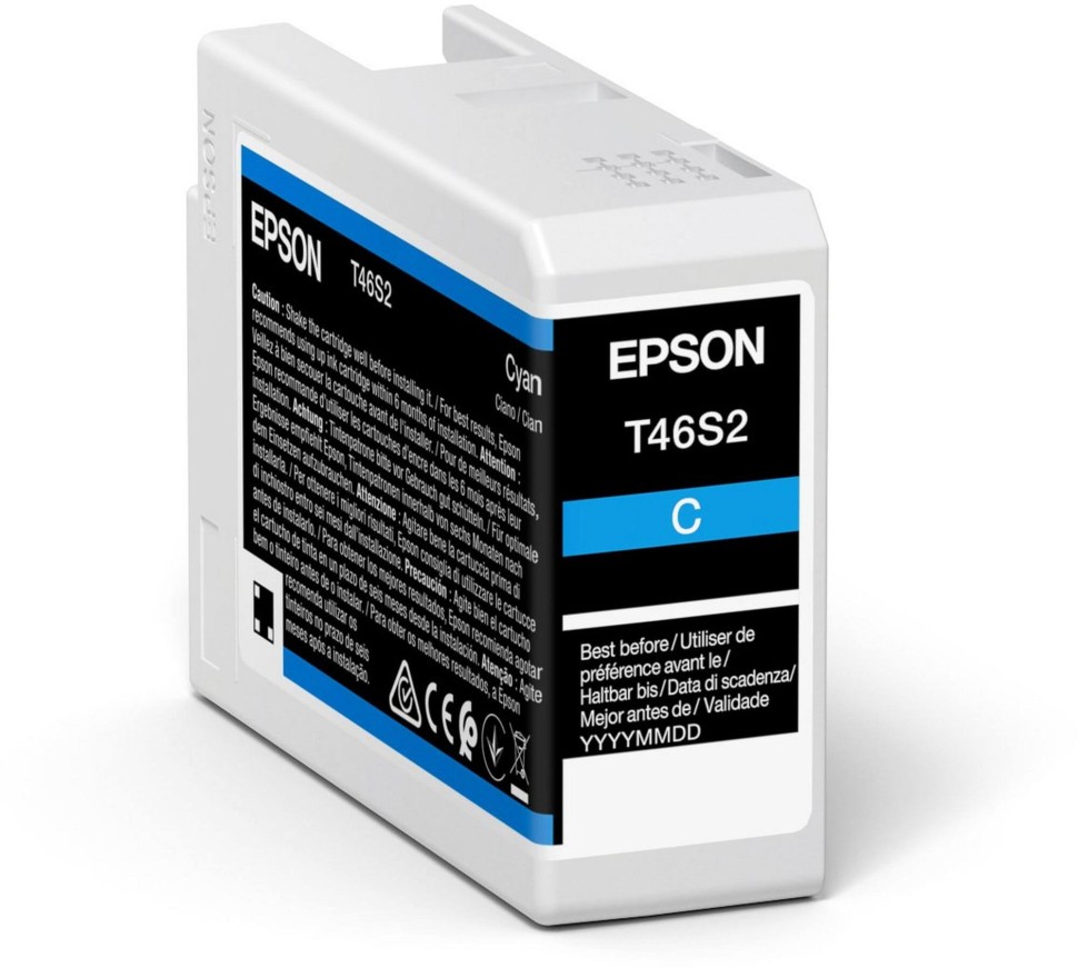 Картридж Epson C13T46S200 (T46S2) Cyan оригинальный для Epson SureColor SC-P700, голубой, 25 мл. 
