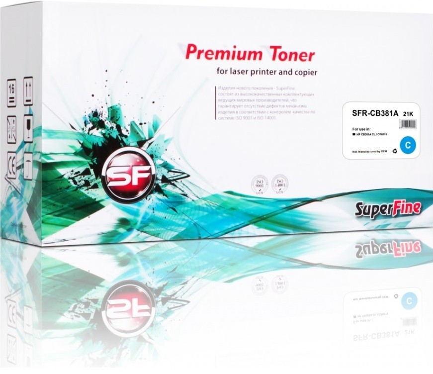 Картридж SuperFine HP CB381A Cyan для принтеров HP Color LJ CP6015/ CM6030/ CM6040, CP6015DN/ CP6015N совместимый, 21 000 стр.