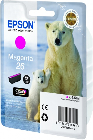 C13T26134010 / C13T26134012 Картридж Epson 26 MA для Expression Premium XP-600, 605, 700, 800 (пурпурный) (cons ink)