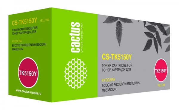 Картридж лазерный Cactus TK-5150Y (CS-TK5150Y) для Kyocera Ecosys M6035cidn/ P6035cdn, желтый, 10000 стр.
