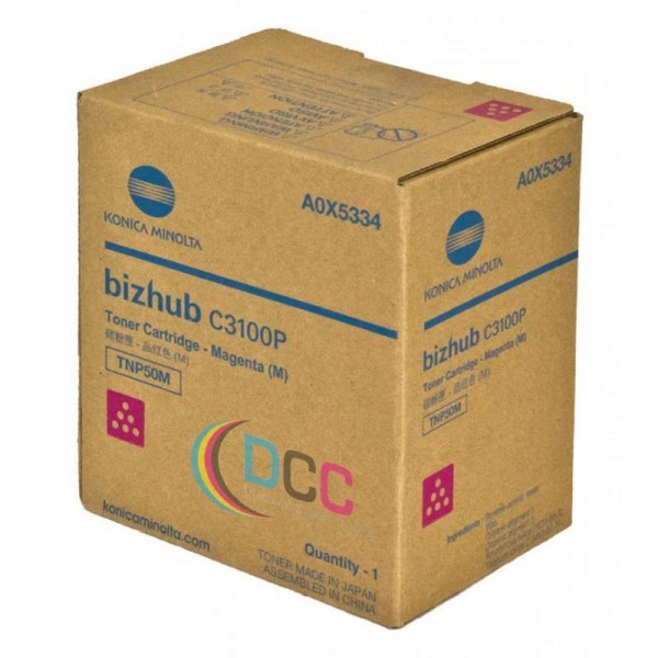Картридж Konica-Minolta TNP-50M (A0X5354) оригинальный для принтера Konica-Minolta bizhub C3100P, пурпурный, 5000 стр.