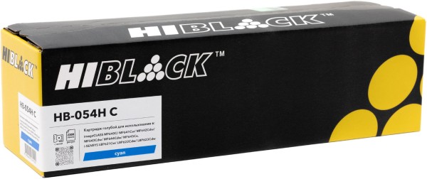 Картридж Hi-Black №054H (HB-№054H C) Cyan (с чипом) для Canon i-SENSYS LBP621/ LBP622/ LBP623, imageCLASS MF641/ MF642/ MF643/ MF645, голубой, увеличенный, 2300 стр.