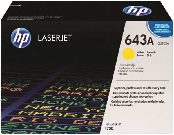 Картридж HP Q5952A (643A) оригинальный для принтера HP Color LaserJet 4700/ 4700n/ 4700dn/ 4700dtn/ 4730/ 4730x/ 4730xs/ 4730xm yellow, 10000 страниц