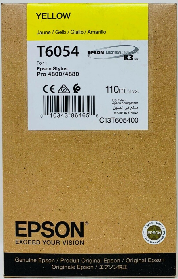 T6054/ C13T605400 (yellow) Картридж Epson оригинальный для Stylus Pro 4800/ 4880, жёлтый, 110ml