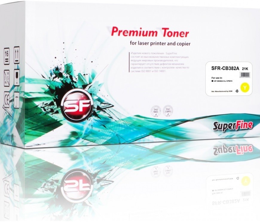 Картридж SuperFine HP CB382A Yellow для принтеров HP Color LJ CP6015/ CM6030/ CM6040, CP6015DN/ CP6015N совместимый, 21 000 стр.