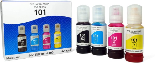 Набор чернил NV Print №101 (NV-INK101-4100) CMYK для Epson L4150/ L6160/ L7160/ L14150, многоцветный, 4х100мл