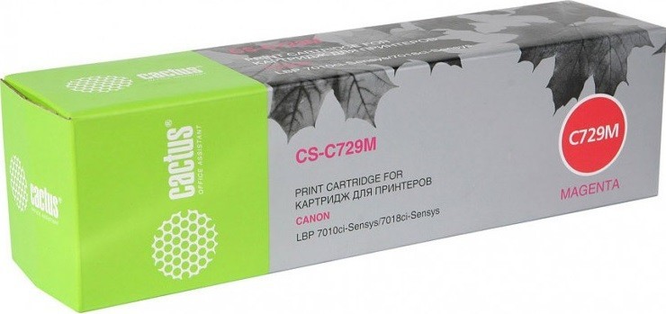 Картридж Cactus 729M (CS-C729M) для принтеров Canon i-SENSYS LBP-7010C/ LBP-7018C пурпурный 1000 страниц