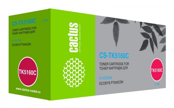 Картридж лазерный Cactus CS-TK5160C голубой (12000стр.) для Kyocera Ecosys P7040cdn