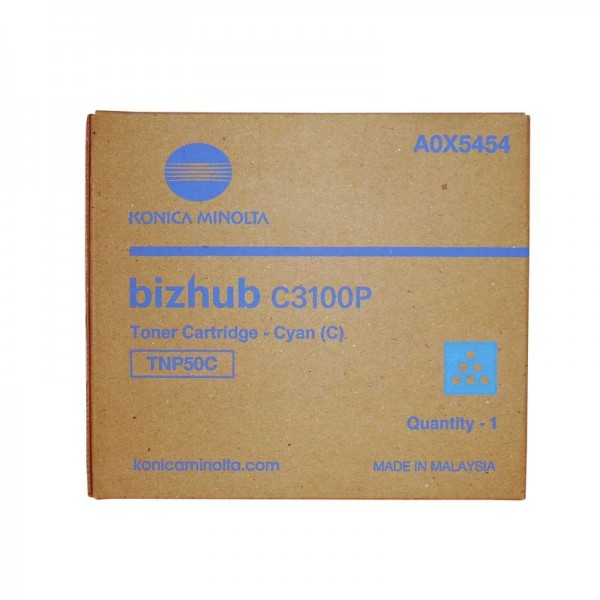 Картридж Konica-Minolta TNP-50C (A0X5454) оригинальный для принтера Konica-Minolta bizhub C3100P, голубой, 5000 стр.