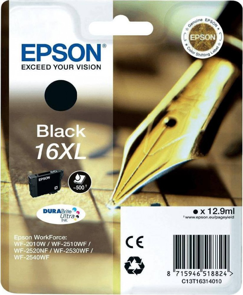 EPSON C13T16314010 / C13T16314012 (16XL Black) картридж оригинальный для Epson WorkForce WF-2010W, увеличенный, чёрный