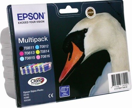 C13T11174A10 / C13T08174A Epson набор Картриджей для St. Ph. R270/R390/RX590 (C,M,Y,B,Lc,Lm) (cons ink)