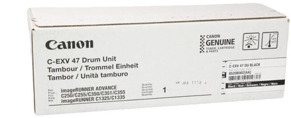 Фотобарабан Canon C-EXV47Bk 8520B002 оригинальный для Canon imageRUNNER ADVANCE C250/ C350/ C351, чёрный (black), 39000 стр.