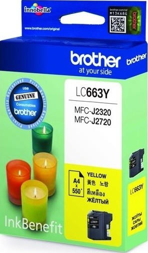 Картридж Brother LC-663Y (LC663Y) оригинальный для Brother MFC-J2320/ MFC-J2720, жёлтый, 550 стр.