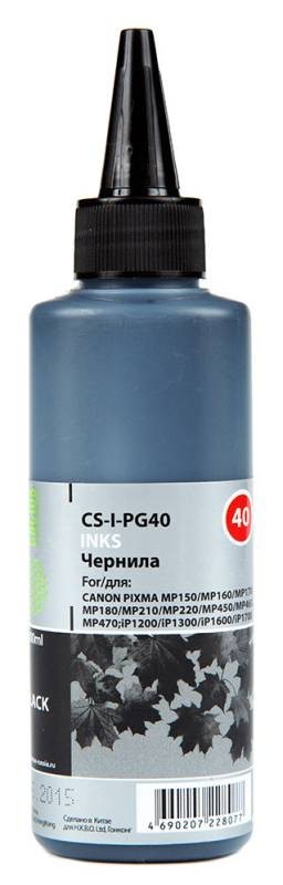 Чернила Cactus CS-I-PG40 для принтеров Canon Pixma MP150/ MP160/ MP170/ MP180/ MP210/ MP220, черный 100мл