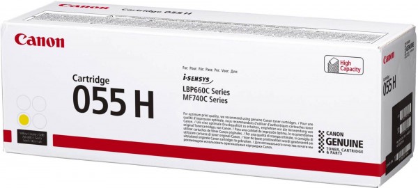 Картридж Canon 055HY (3017C002) оригинальный для принтера Canon MF746Cx/ MF744Cdw/ MF742Cdw/ LBP664Cx/ 663Cdw, yellow, увеличенный, 5900 страниц 