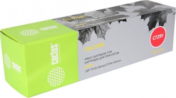Картридж Cactus 729Y (CS-C729Y) для принтеров Canon i-SENSYS LBP-7010C/ LBP-7018C желтый 1000 страниц