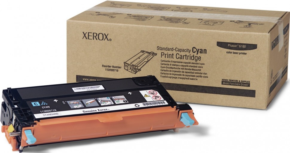 Картридж Xerox 113R00719 для Xerox Phaser 6180 blue оригинальный увеличенный (2000 страниц)