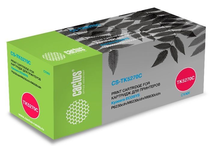 Картридж Cactus TK-5270C (CS-TK5270C) для Kyocera Ecosys P6230cdn/ M6230cidn/ M6630cidn, голубой (6000стр.)