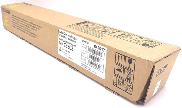 Картридж Ricoh MP C3502E (842017/841740) Yellow оригинальный для Ricoh Aficio MPC3002/ C3502, жёлтый, 18000 страниц