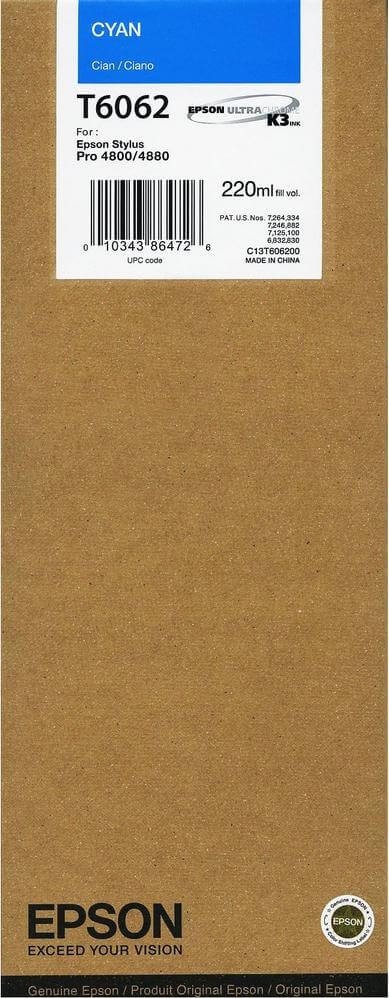 T6062/ C13T606200 (cyan) Картридж Epson оригинальный для Stylus Pro 4800/ 4880, голубой, 220ml