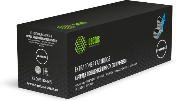Картридж Cactus 069HBk (CS-C069HBK-MPS) Black для Canon i-Sensys LBP673CDW/ MF752Cdw/ MF754Cdw, чёрный,  увеличенный, 12000 стр.