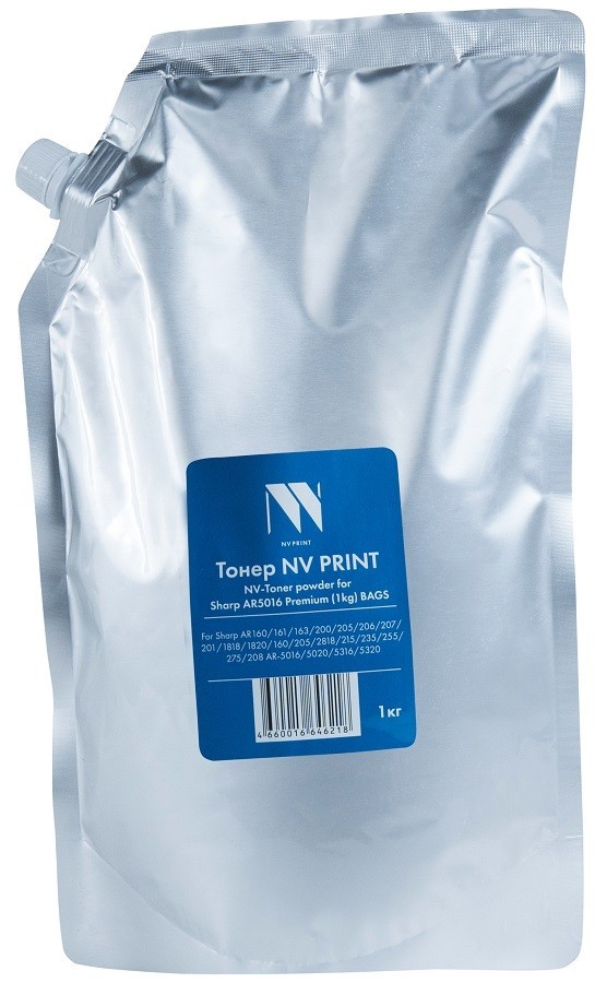 Тонер NV Print Sharp AR5016 для принтеров Sharp 160/ 161/ 163/ 200/ 205/ 206/ 207/ 208/ 201/ 1818/ 1820/ 2818/ 235/ 255/ 275/ 5016/ 5020/ 5316/ 5320, Premium, BAGS, 1кг