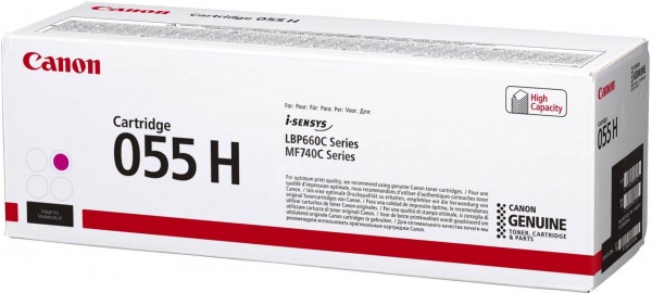 Картридж Canon 055HM (3018C002) оригинальный для принтера Canon MF746Cx/ MF744Cdw/ MF742Cdw/ LBP664Cx/ 663Cdw, magenta, увеличенный, 5900 страниц