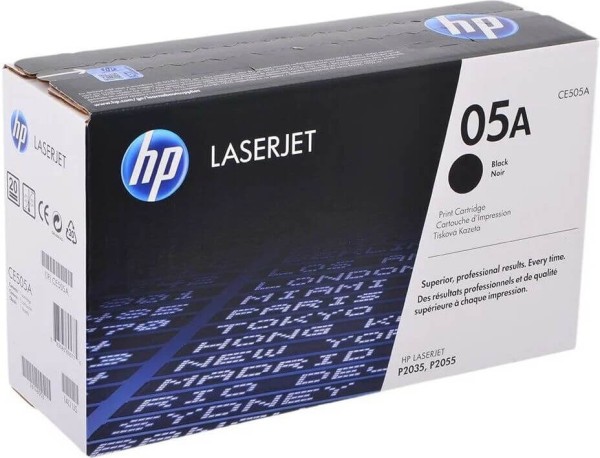 Картридж HP CE505A (05A) оригинальный для принтера HP LaserJet P2033/ P2034/ P2035/ P2036/ P2037/ P2053/ P2054/ P2055/ P2056/ P2057d black, 2300 страниц