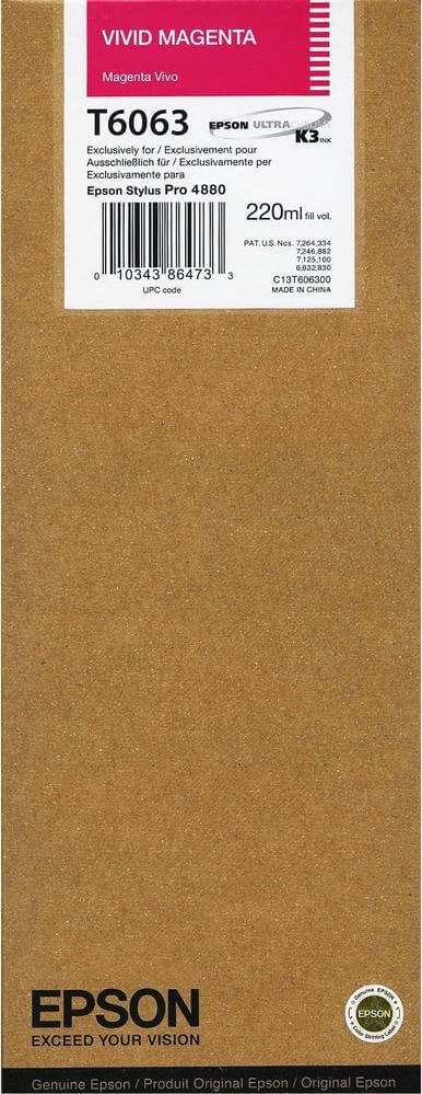 T6063/ C13T606300 (vivid magenta) Картридж Epson оригинальный для Stylus Pro 4880, пурпурный, 220ml