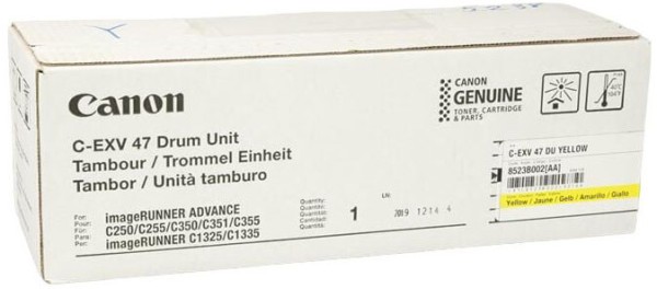 Фотобарабан Canon C-EXV47Y 8523B002 оригинальный для Canon imageRUNNER ADVANCE C250/ C350/ C351, жёлтый (yellow), 33000 стр.