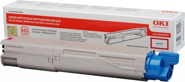 Картридж OKI (43459374/43459370) оригинальный для принтера OKI MC350/ MC360/ C3520/ C3530, пурпурный, 2500 стр.
