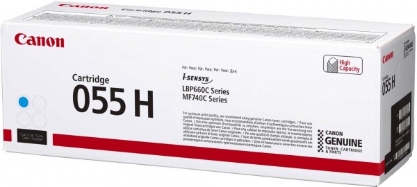 Картридж Canon 055HC (3019C002) оригинальный для принтера Canon MF746Cx/ MF744Cdw/ MF742Cdw/ LBP664Cx/ 663Cdw, cyan, увеличенный, 5900 страниц