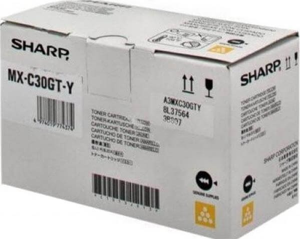 Картридж Sharp (MX-C30GT-Y/ MXC30GTY) оригинальный для Sharp MX-C300WR/ MX-C301/ MX-C300W, жёлтый, 6000 стр.