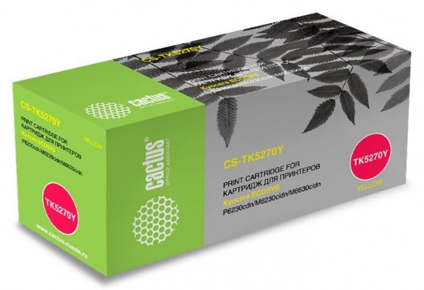 Картридж Cactus TK-5270Y (CS-TK5270Y) для Kyocera Ecosys P6230cdn/ M6230cidn/ M6630cidn, желтый (6000стр.) 