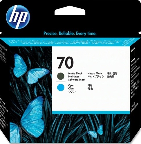 Печатающая головка HP №70 (C9404A) оригинальная для HP DesignJet Z2100/ Z5200/ Z5400, Photosmart Pro B9180/ B8850, Matte Black и Cyan (матовая черная и голубая)