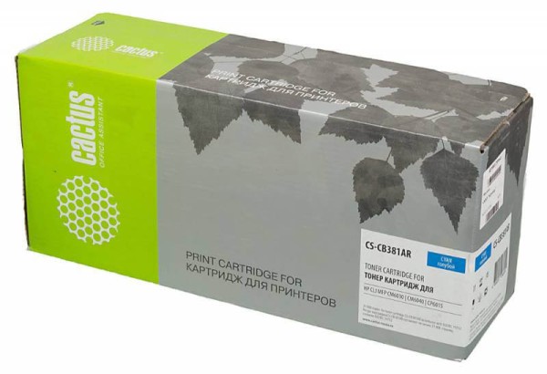 Cactus CB381A Картридж (CS-CB381AR) голубой для принтеров HP CLJ MFP CM6030/ CM6040/ CP6015, 21 000стр.