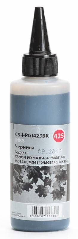 Чернила Cactus CS-I-PGI425BK для принтеров Canon Pixma iP4840/ MG5140/ 5240/ 6140/ 8140/ MX884, черный 100мл