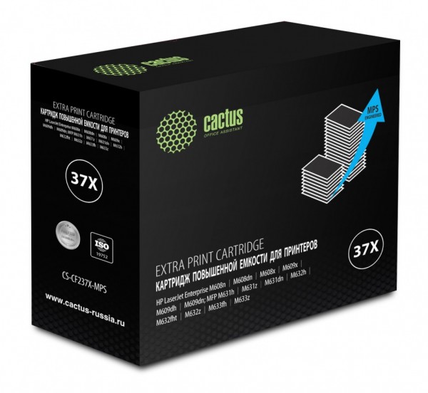 Картридж Cactus CF237YX (CS-CF237X-MPS) Black для принтеров HP LJ M608n/ M608dn/ M609x/ M631h/ M631z/ M632h черный 50000 стр.