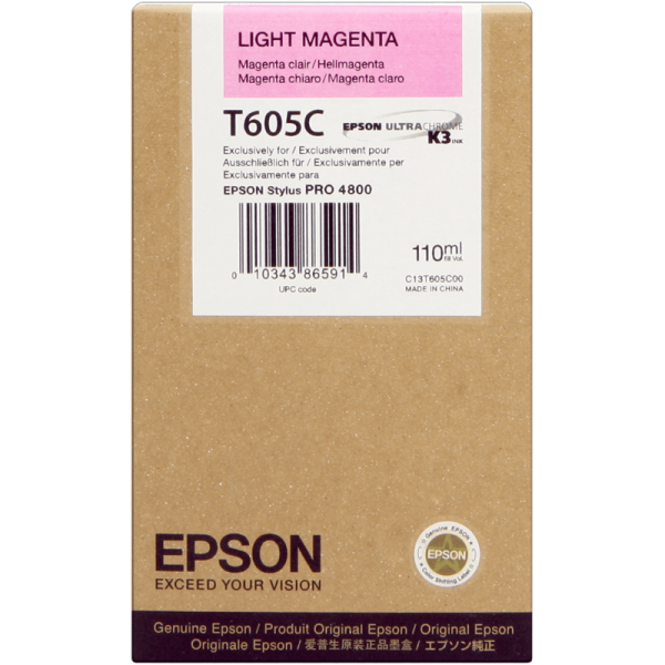T605C/ C13T605C00 (light magenta)  Картридж Epson оригинальный для Stylus Pro 4800, светло-пурпурный, 110ml